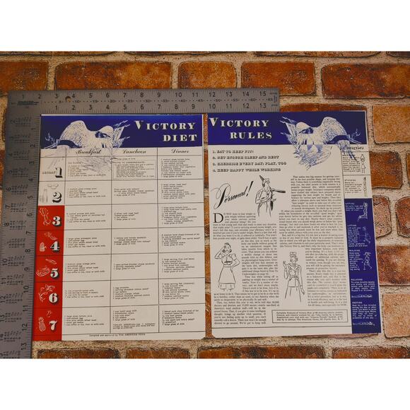 1942 Vtg "Victory Diet &‎ Rules" WWII Patriotic Food Rationing Guide Clipping - Picture 3 of 13